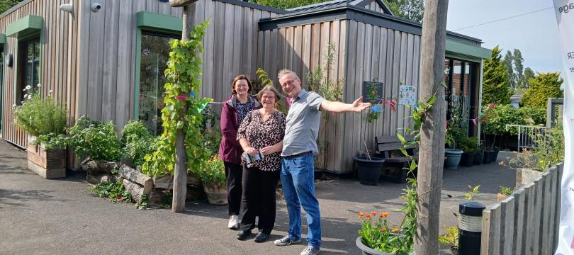 Katherine, Sophie and Dave outside the CAER heritage centre