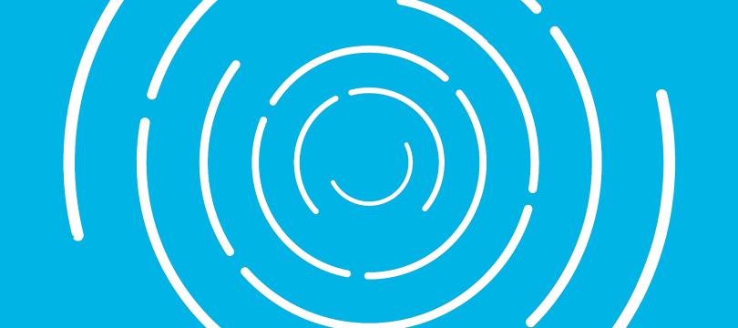 white spiral graphic getting larger on blue background